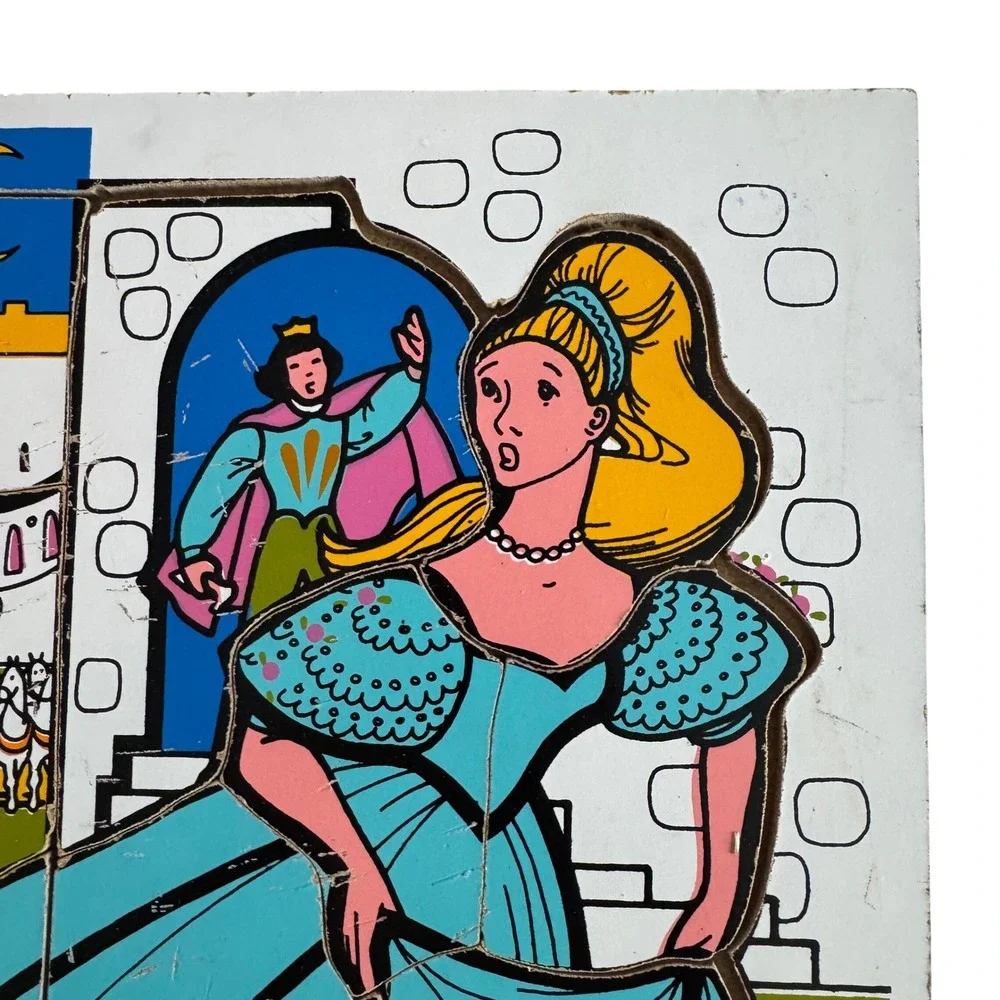Playskool Cinderella 14 Piece Wooden Jigsaw Puzzle 29003 Made in USA Disney‎
